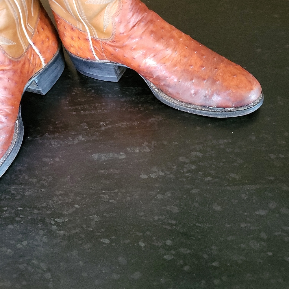 ML Leddy vintage 1980's handmade ostrich full quill 9M cowboy boots - Picture 8 of 9